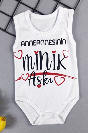 ADABEBEK Grandmother's Little Love Written Organic Printed Snap Body Baby Bodysuit