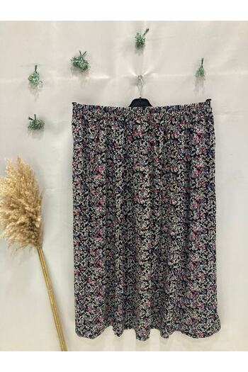 Sel Tekstil Jumbo Battal Women's Print Skirt