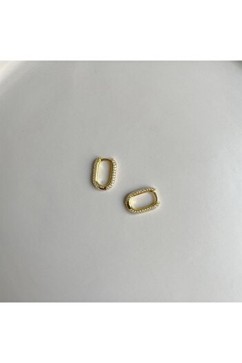 İncikcincik Zircon Taşlı Küpe (15 Mm) - Çift - 925 Ayar Gümüş