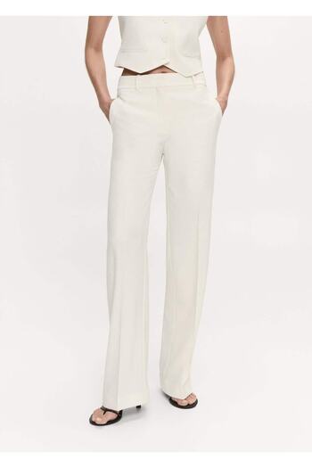 MANGO Woman Straight Cut Fabric Trousers