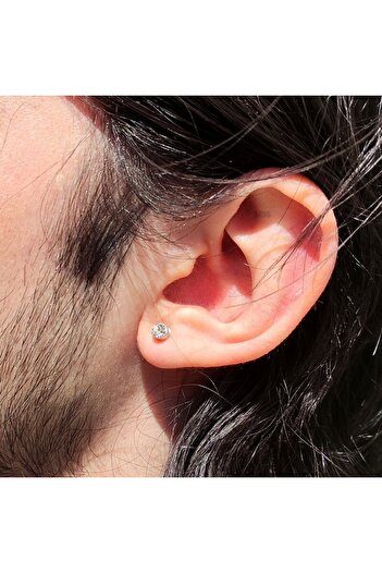 Market66 White 4mm Magnet Earrings with Fine Zircon Stone 1 Pair Nose Ear Lip Studs Magnetic Steel