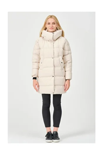 PIQUE Melody Women's Coat Wide Collar Ribbed Detailed Oversize Coat