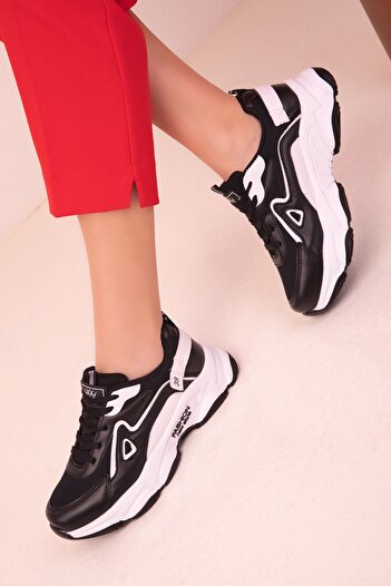 SOHO Black-White Women's Sneakers 17834