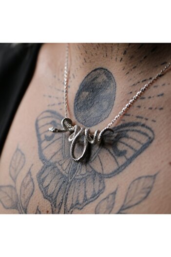 Moko Art Design Sarmal Yılan 925 Gümüş Kolye