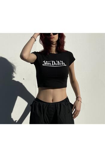 Touz zolid wear Von Dutch Printed Black Crop