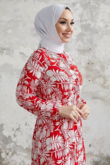 InStyle Φόρεμα Fale Complex Leaf Viscose - Κόκκινο