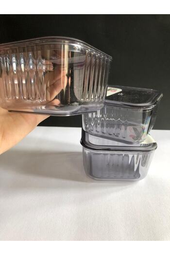 DİBA AVM 3 Pieces Breakfast Storage Container with Lid 9 Cm *9cm 5cm