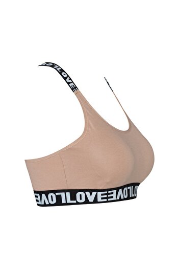 HNX Brown Cotton Love Rubber Ring Detailed Padded Women's Bustier