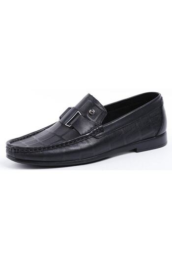 Pierre Cardin 2596 Черни мъжки ежедневни кожени обувки Loafer