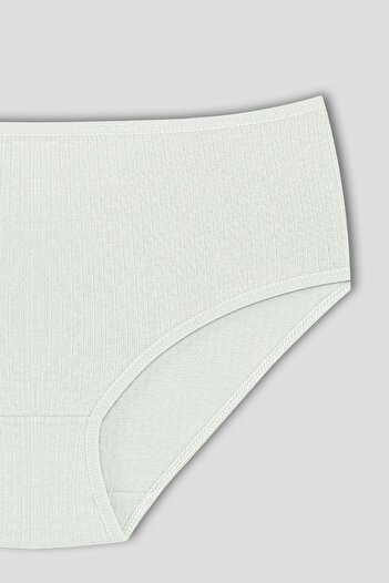 HNX Ecru Cotton Ribbed High Waist Large Size Women's Panties