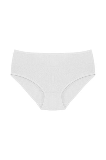 HNX White Cotton Ribbed High Waist Large Size Women's Panties