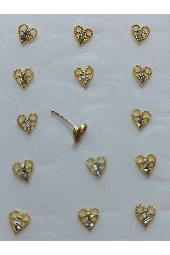 Begonia Accessories 925 Ayar Gümüş Zirkon Taş Kalp (gold )hızma