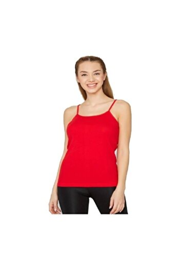 Tutku Women's Red 6-Pack Cotton Ribbed Rope Strap Undershirt
