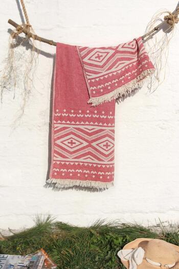 Baveno 100% Cotton 90x180 Peshtemal Beach Towel Ethnic Pattern Jacquard