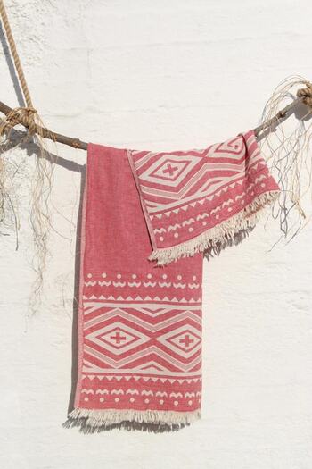Baveno 100% Cotton 90x180 Peshtemal Beach Towel Ethnic Pattern Jacquard