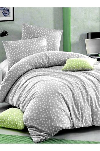üntaş Grey Star Single Duvet Cover Set