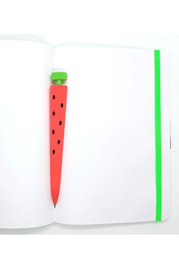 Faber Castell A5 Дневник от синтетична кожа, неоново зелен, без дати и с диня, универсален 0,7 механичен химикал