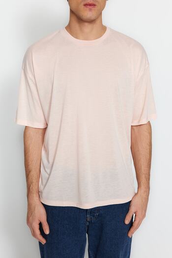 Trendyol Collection Κοντομάνικο μπλουζάκι Oversize Pink Crew Neck - TMNSS22TS0300