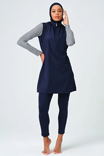 ALFASA Handle Striped Hijab Swimsuit