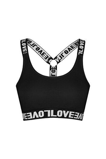 HNX Black Cotton Love Rubber Ring Detailed Padded Women's Bustier