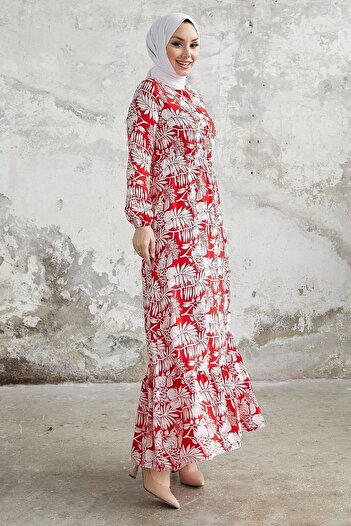 InStyle Φόρεμα Fale Complex Leaf Viscose - Κόκκινο