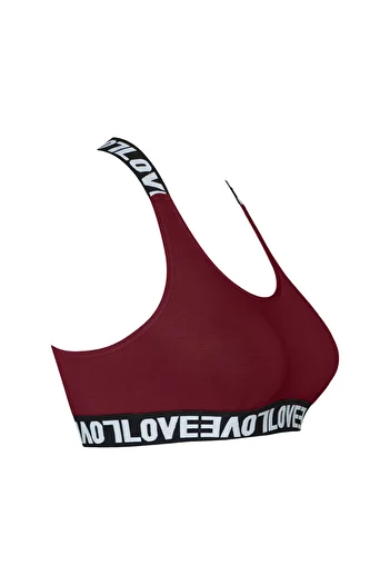 HNX Burgundy Cotton Love Rubber Cross Strap Padded Women's Bustier