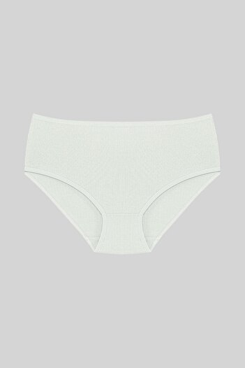 HNX Ecru Cotton Ribbed High Waist Large Size Women's Panties