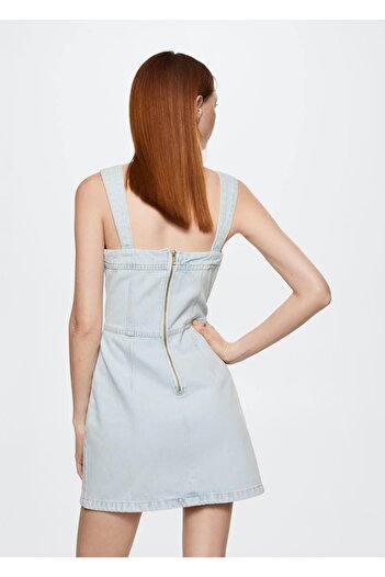 MANGO Woman Fermuarlı Denim Elbise