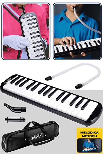 Midex Ml-32bk Melodika Seti 32 Tuşlu Siyah Renk Metod Hediyeli (TUŞLARDA NOTA YAZMAKTADIR)