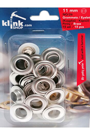 Klinkshop No 26 Eyelet Hammer Application Apparatus and 15 Pieces 11 Mm Nickel Color Eyelet Kit - Stainless