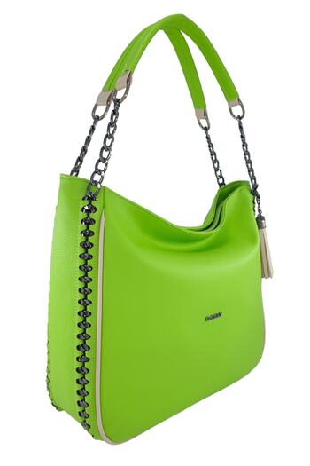 Evident Pistachio Green Soft Chain Braided Women's Shoulder Bag