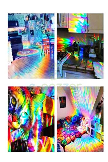 For Prime Dekoratif Uv Koruyucu Transparan 3d Gökkuşağı Cam Folyosu Statik Sticker 3 Metre X 60 cm
