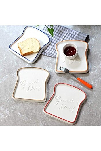 ARVALE 4 Pieces Medium Size Toast Plate Breakfast Presentation Plate Plate Bread Plate - Yellow-