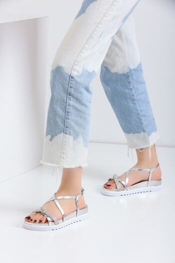 La Limar Flat Silver Sandals with Wedge Sole