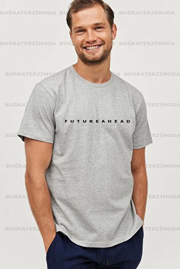 Buğraterzimoda Futureahead Друкована Regular Fit Нормальний крій Чоловіча сіра футболка