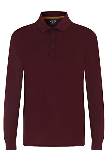 PAUL&SHARK Men's Polo Neck Regular Fit Cotton Short Sleeve Claret Red Polo Neck T-shirt12311737-237
