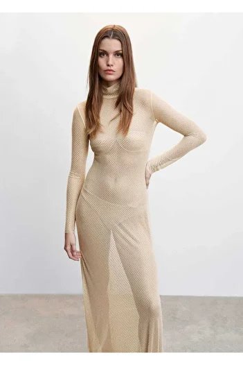 MANGO Woman Crystal Detailed Long Dress