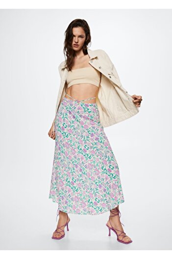 MANGO Woman Patterned and Flowy Skirt