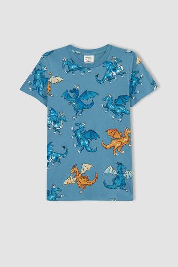 DeFacto Set de pijamale cu maneci scurte cu model pentru baieti