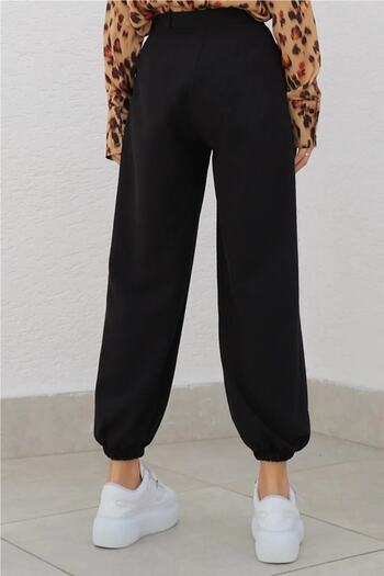 Trn JNS Black Masculine Jogger Trousers with Elastic Legs