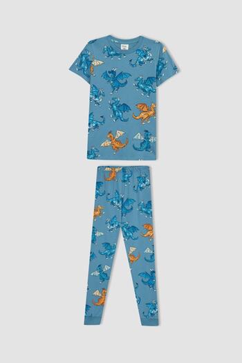 DeFacto Set de pijamale cu maneci scurte cu model pentru baieti