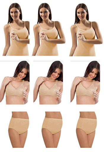 NBB 3-Piece Breastfeeding Undershirt, Sponge Nursing Bra, Maternity Panties Set