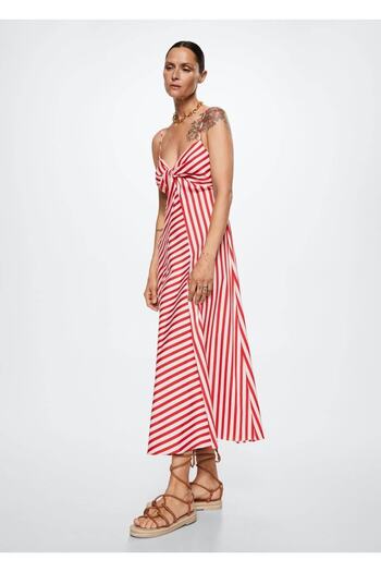 MANGO Woman Ριγέ Βαμβακερό Φόρεμα