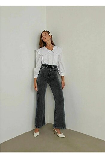 LİMABEL Santa 90S Smoked Colorfast Palazzo Jeans - Women's Power Lycra, High Waist Retractor