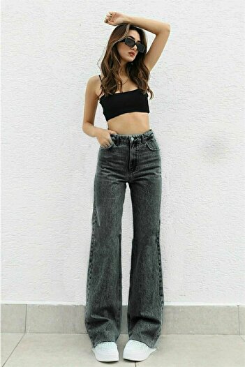 LİMABEL Santa 90's Colorfast Smoked Palazzo Wideleg Jean Women's Power Lycra Women's High Waist Collector