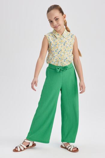 DeFacto Kız Çocuk Wide Leg Krinkıl Kumaş Pantolon Z6112a623sm