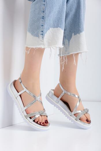 La Limar Flat Silver Sandals with Wedge Sole