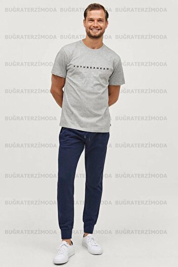 Buğraterzimoda Futureahead Друкована Regular Fit Нормальний крій Чоловіча сіра футболка