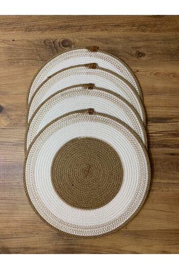 AYŞE SERHOŞOĞLU HOME DESİGN 4 Pieces Placemat, Charger Set, Plate Mat, Silicone-Free, Machine Stitched