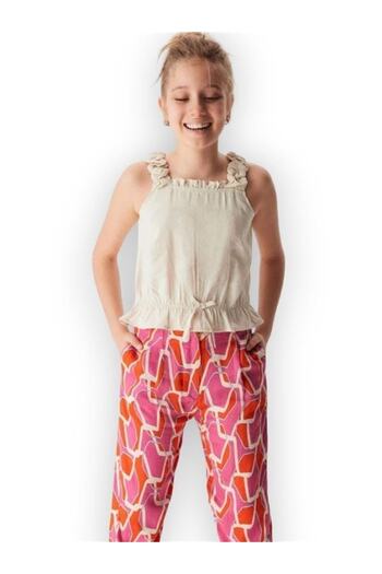NK Girl's Strappy Elastic Waist Blouse